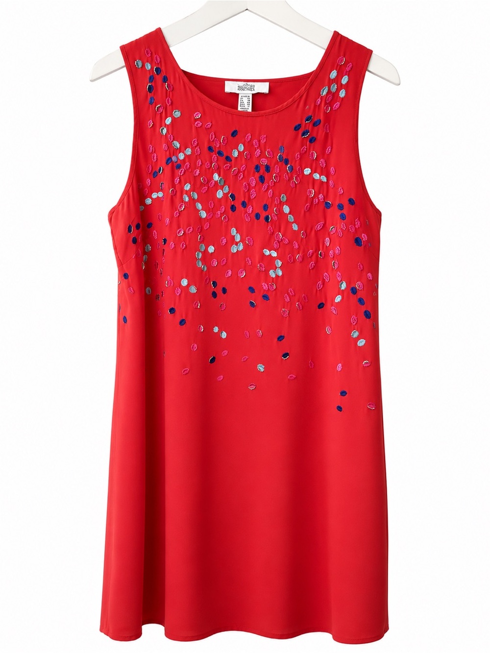 Belle Badgley Mischka Red Embroidered Sleeveless Shift Dress – Size 12